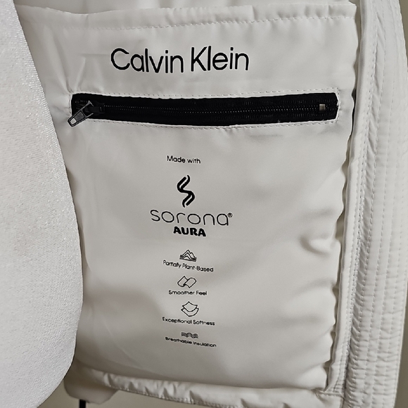 Calvin Klein White Puffer Coat Jacket with Hood - Picture 11 of 16